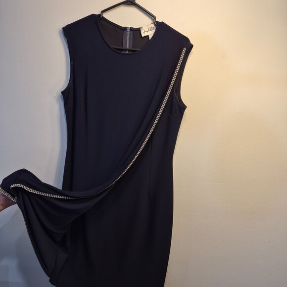 Joseph Ribkoff navy blue dress with diamante crystal trim running at the front. - Picture 3 of 5